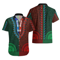 African Dashiki Hawaiian Shirt With Tapa Pattern - Half Green and Red - Wonder Print Shop