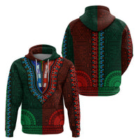 African Dashiki Hoodie With Tapa Pattern - Half Green and Red - Wonder Print Shop