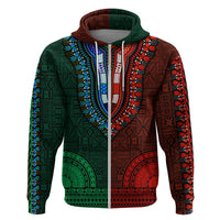 African Dashiki Hoodie With Tapa Pattern - Half Green and Red - Wonder Print Shop