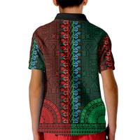 African Dashiki Kid Polo Shirt With Tapa Pattern - Half Green and Red - Wonder Print Shop