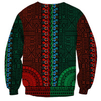 African Dashiki Sweatshirt With Tapa Pattern - Half Green and Red - Wonder Print Shop
