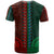 African Dashiki T Shirt With Tapa Pattern - Half Green and Red - Wonder Print Shop