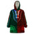 African Dashiki Wearable Blanket Hoodie With Tapa Pattern - Half Green and Red - Wonder Print Shop