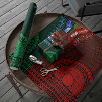 Green-red Dashiki and Tapa Pattern Wrapping Paper Africa and Polynesia Together Culture - Wonder Print Shop