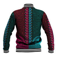 African Dashiki Baseball Jacket With Tapa Pattern - Half Teal and Pink LT9 - Wonder Print Shop