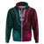 African Dashiki Hoodie With Tapa Pattern - Half Teal and Pink - Wonder Print Shop