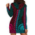 African Dashiki Hoodie Dress With Tapa Pattern - Half Teal and Pink - Wonder Print Shop
