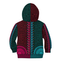 African Dashiki Kid Hoodie With Tapa Pattern - Half Teal and Pink - Wonder Print Shop