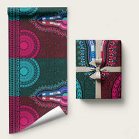 Teal-pink Dashiki and Tapa Pattern Wrapping Paper Africa and Polynesia Together Culture - Wonder Print Shop