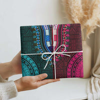 Teal-pink Dashiki and Tapa Pattern Wrapping Paper Africa and Polynesia Together Culture - Wonder Print Shop