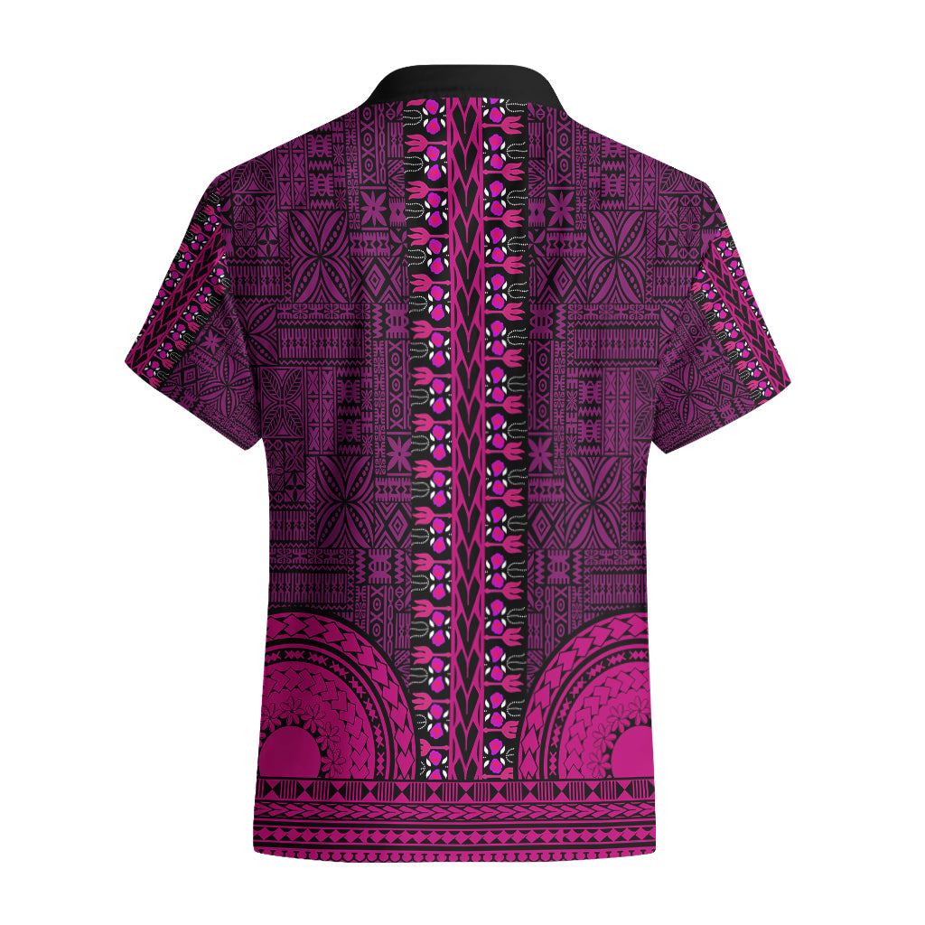 African Dashiki Hawaiian Shirt With Tapa Pattern - Pink - Wonder Print Shop