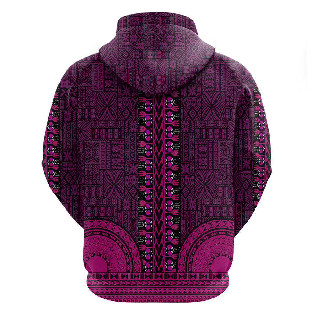 African Dashiki Hoodie With Tapa Pattern - Pink - Wonder Print Shop