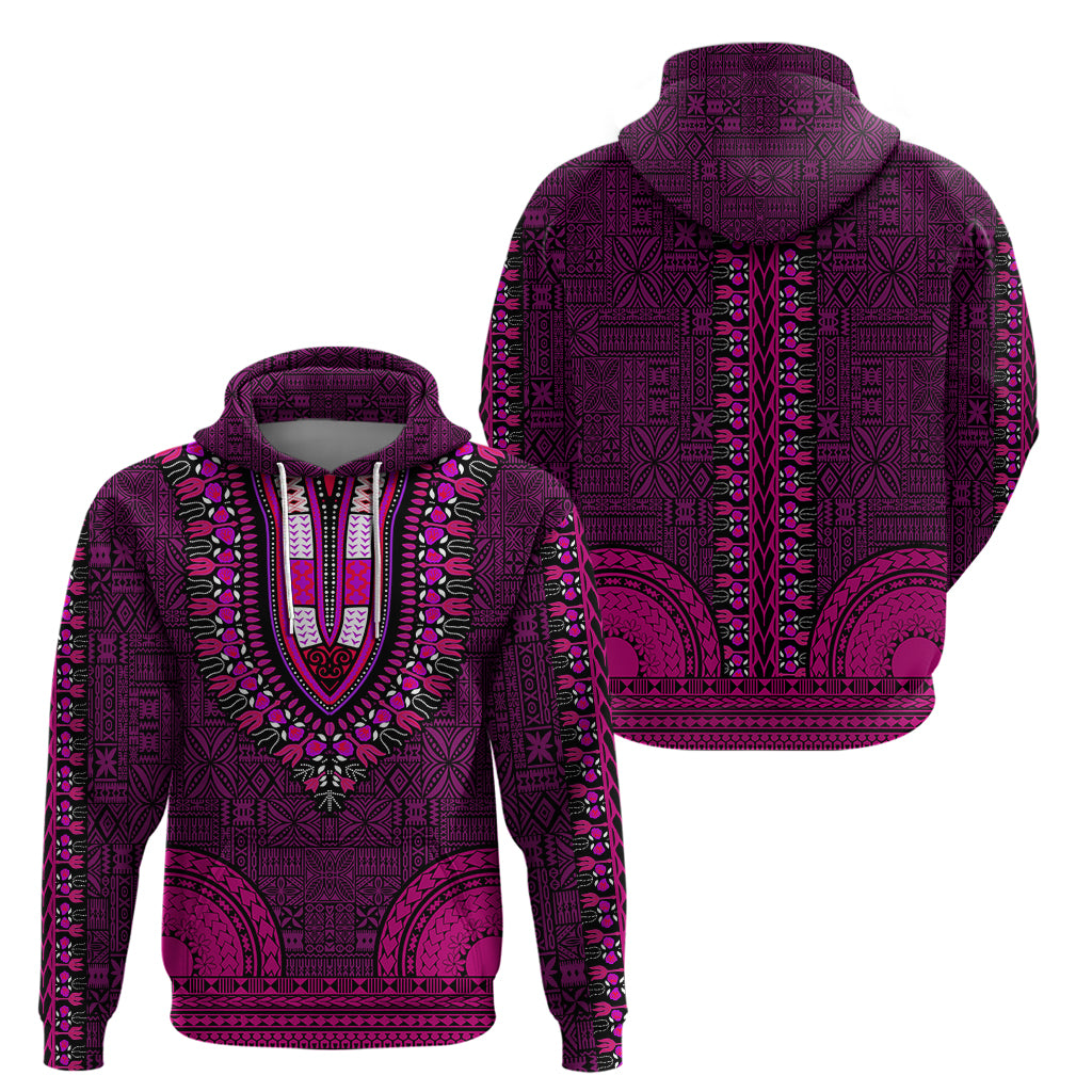 African Dashiki Hoodie With Tapa Pattern - Pink - Wonder Print Shop