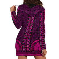 African Dashiki Hoodie Dress With Tapa Pattern - Pink - Wonder Print Shop