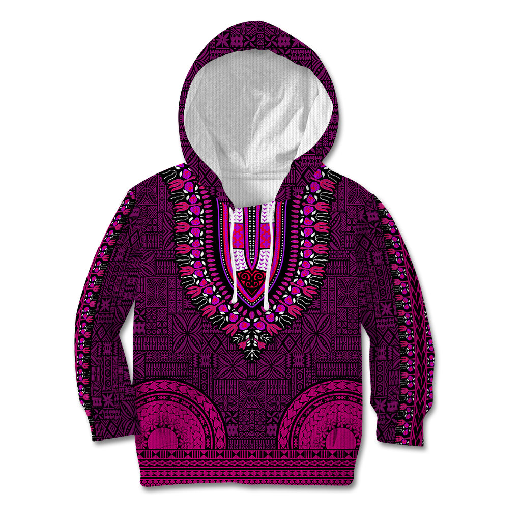 African Dashiki Kid Hoodie With Tapa Pattern - Pink - Wonder Print Shop