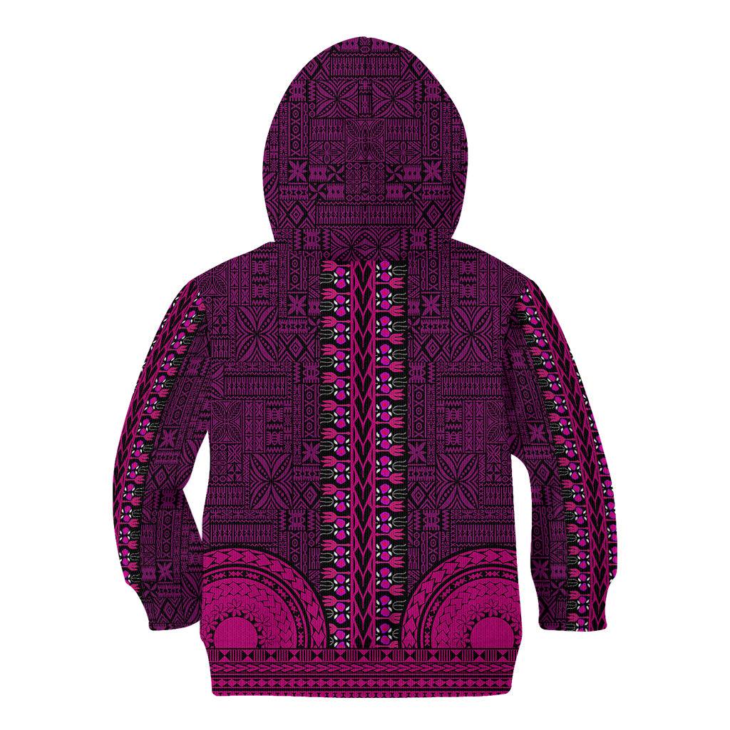 African Dashiki Kid Hoodie With Tapa Pattern - Pink - Wonder Print Shop