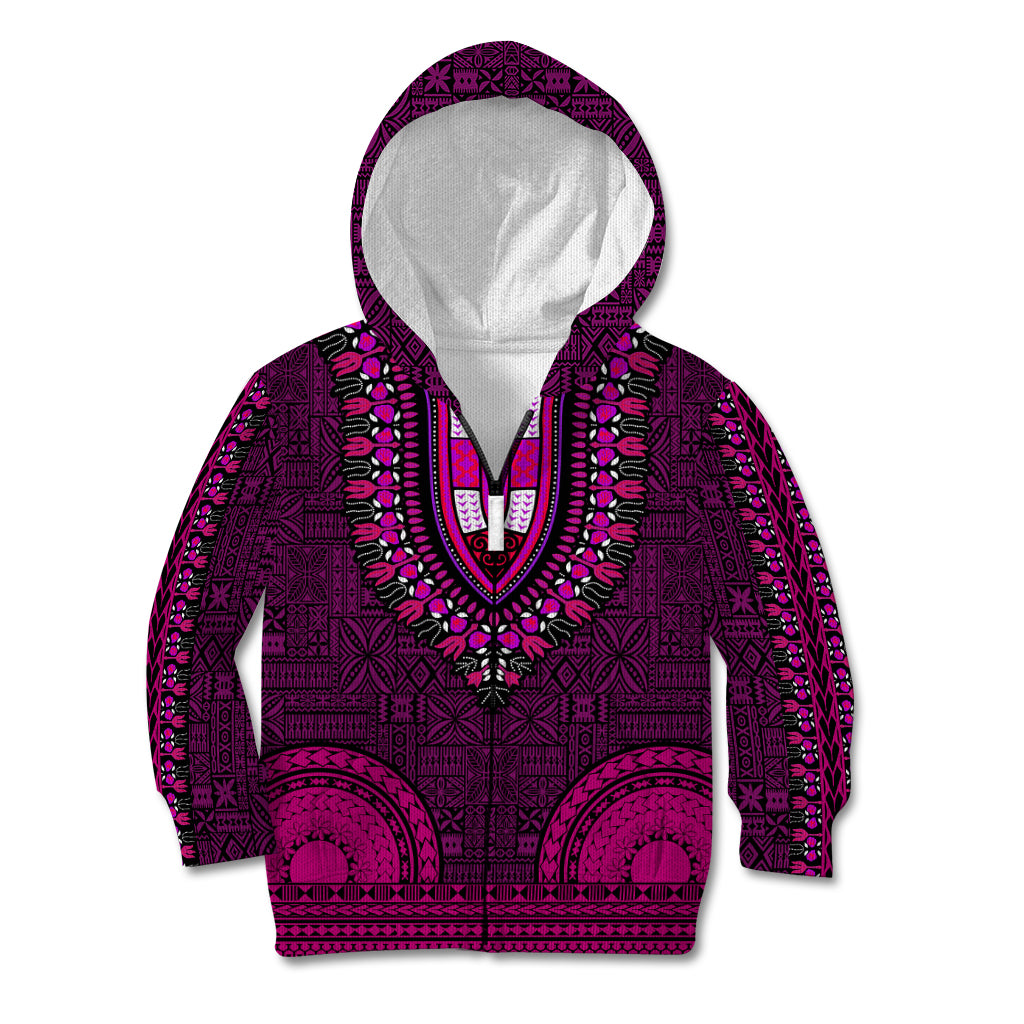 African Dashiki Kid Hoodie With Tapa Pattern - Pink - Wonder Print Shop