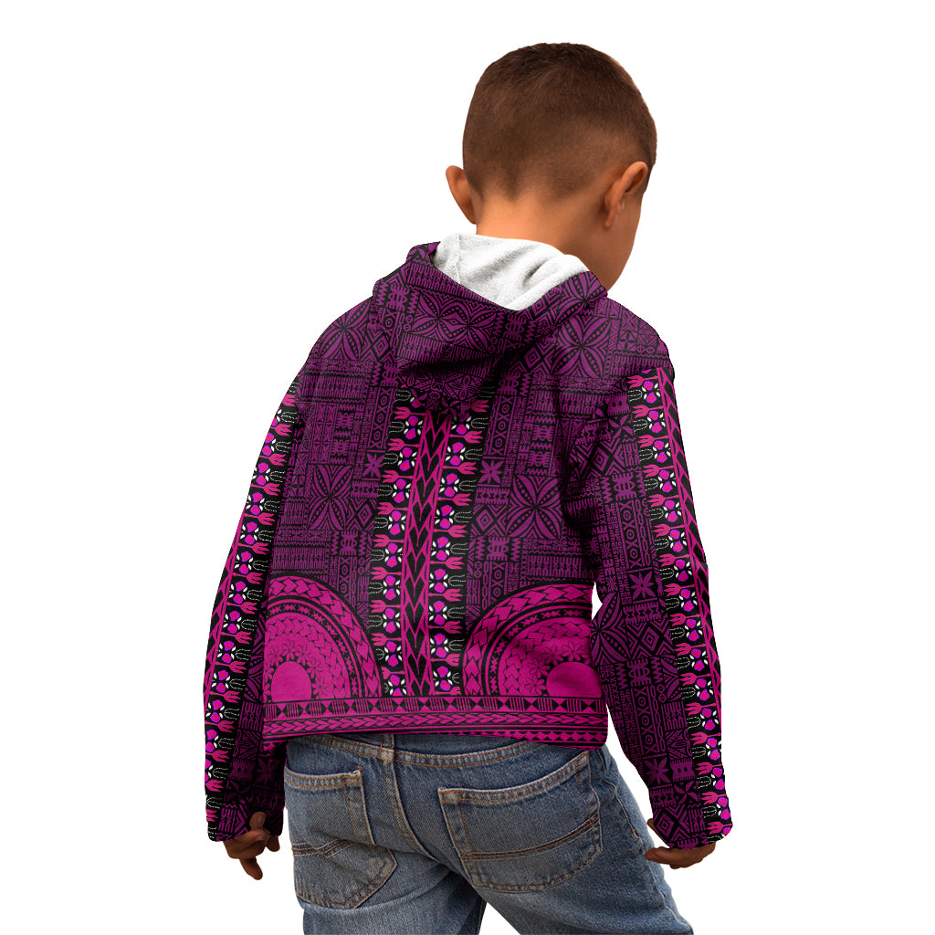 African Dashiki Kid Hoodie With Tapa Pattern - Pink - Wonder Print Shop