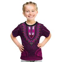 African Dashiki Kid T Shirt With Tapa Pattern - Pink - Wonder Print Shop