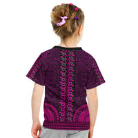 African Dashiki Kid T Shirt With Tapa Pattern - Pink - Wonder Print Shop