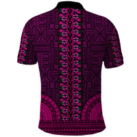 African Dashiki Polo Shirt With Tapa Pattern - Pink - Wonder Print Shop