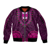 African Dashiki Sleeve Zip Bomber Jacket With Tapa Pattern - Pink - Wonder Print Shop