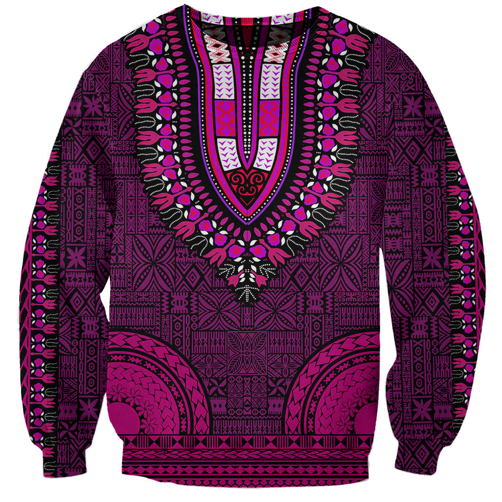 African Dashiki Sweatshirt With Tapa Pattern - Pink - Wonder Print Shop