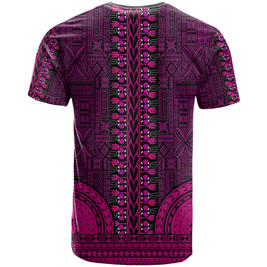 African Dashiki T Shirt With Tapa Pattern - Pink - Wonder Print Shop