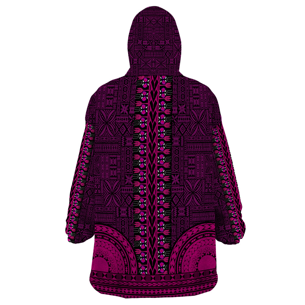 African Dashiki Wearable Blanket Hoodie With Tapa Pattern - Pink - Wonder Print Shop