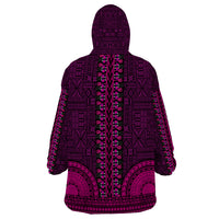 African Dashiki Wearable Blanket Hoodie With Tapa Pattern - Pink - Wonder Print Shop