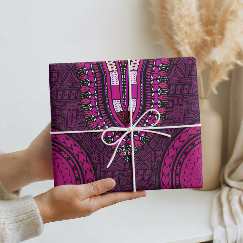 Pink Dashiki and Tapa Pattern Wrapping Paper Africa and Polynesia Together Culture - Wonder Print Shop