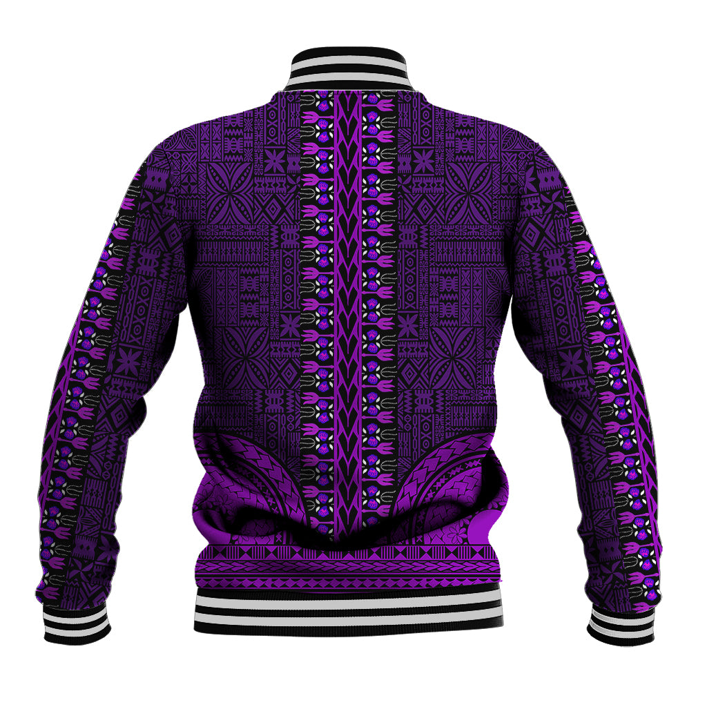 African Dashiki Baseball Jacket With Tapa Pattern - Purple LT9 - Wonder Print Shop
