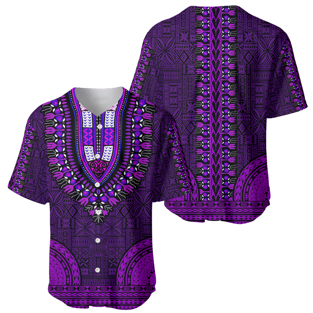 African Dashiki Baseball Jersey With Tapa Pattern - Purple LT9 - Wonder Print Shop