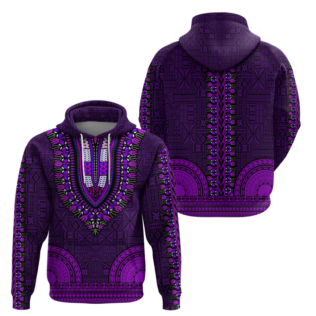African Dashiki Hoodie With Tapa Pattern - Purple - Wonder Print Shop
