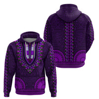 African Dashiki Hoodie With Tapa Pattern - Purple - Wonder Print Shop