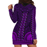 African Dashiki Hoodie Dress With Tapa Pattern - Purple - Wonder Print Shop