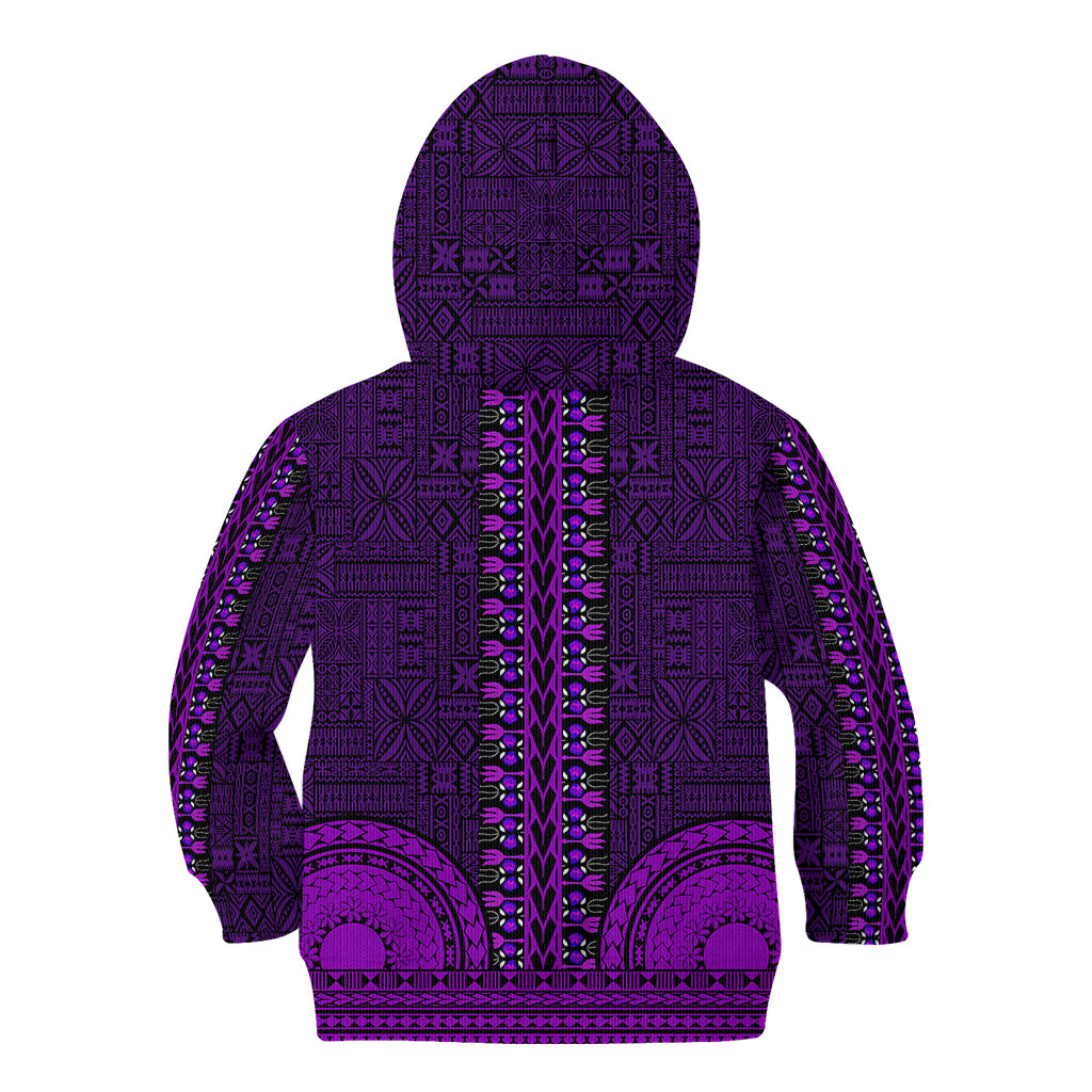 African Dashiki Kid Hoodie With Tapa Pattern - Purple - Wonder Print Shop