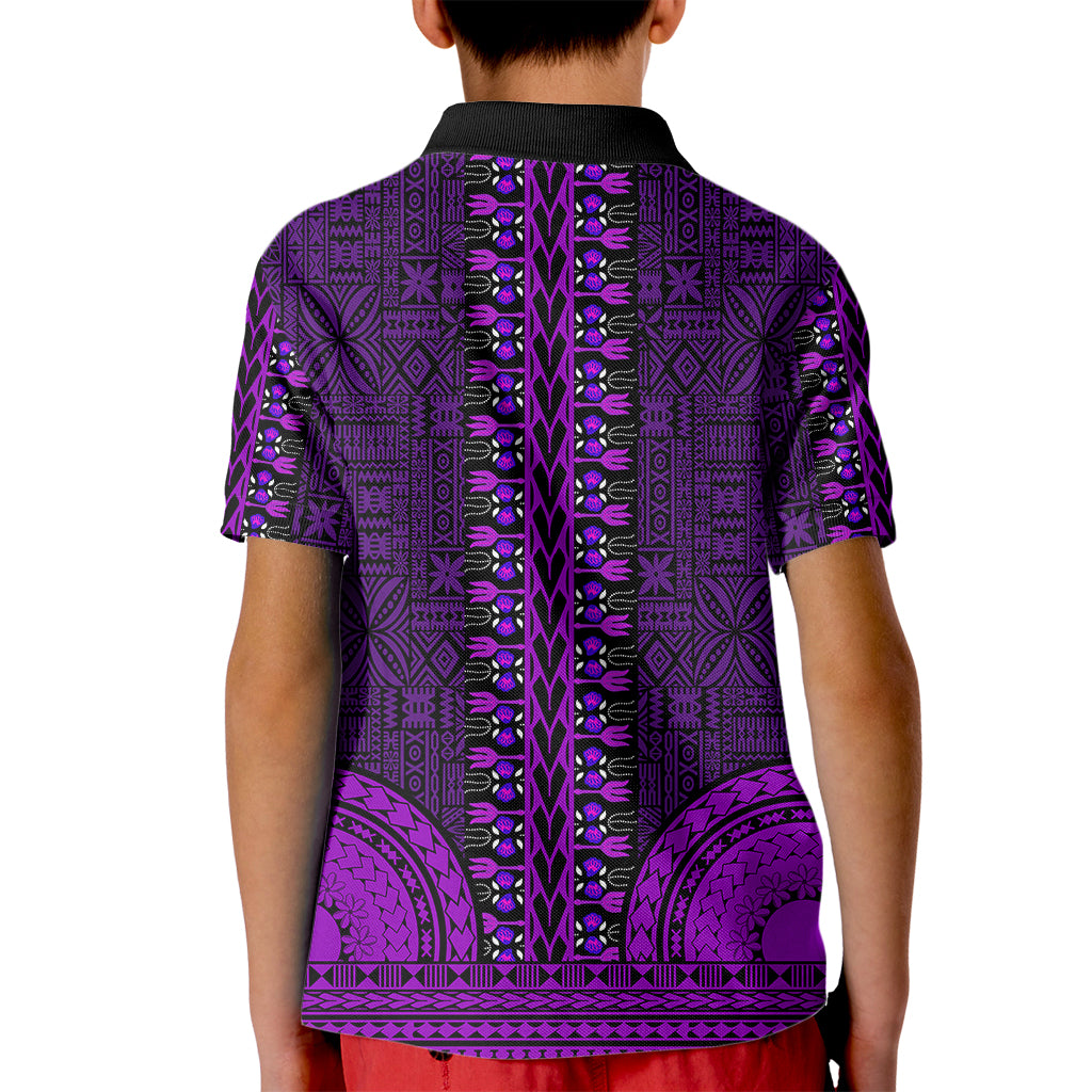 African Dashiki Kid Polo Shirt With Tapa Pattern - Purple - Wonder Print Shop