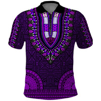 African Dashiki Polo Shirt With Tapa Pattern - Purple - Wonder Print Shop