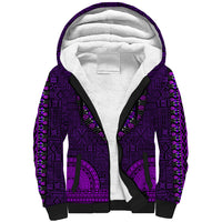 African Dashiki Sherpa Hoodie With Tapa Pattern - Purple - Wonder Print Shop
