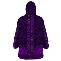 African Dashiki Wearable Blanket Hoodie With Tapa Pattern - Purple - Wonder Print Shop