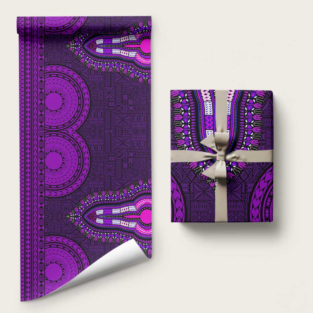 Purple Dashiki and Tapa Pattern Wrapping Paper Africa and Polynesia Together Culture - Wonder Print Shop