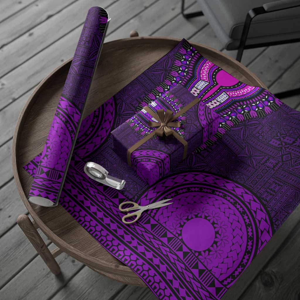 Purple Dashiki and Tapa Pattern Wrapping Paper Africa and Polynesia Together Culture - Wonder Print Shop