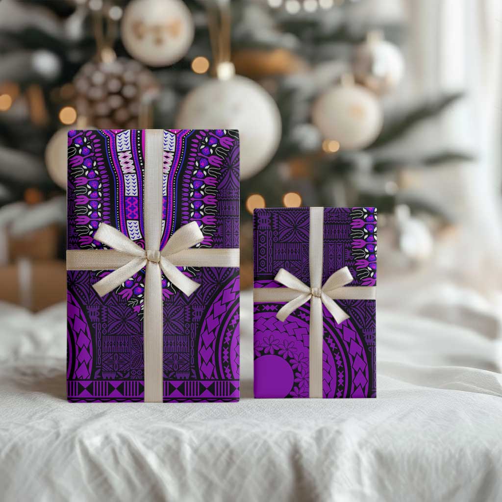 Purple Dashiki and Tapa Pattern Wrapping Paper Africa and Polynesia Together Culture - Wonder Print Shop