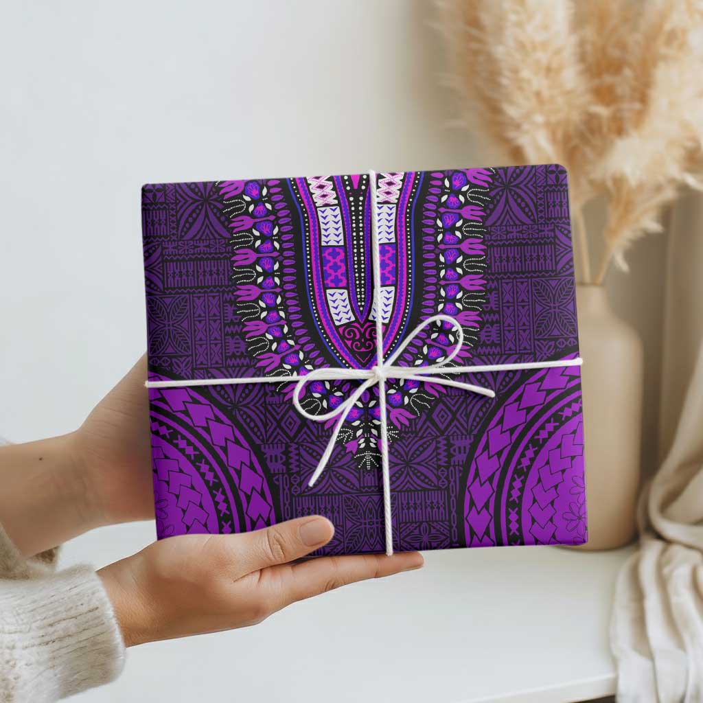 Purple Dashiki and Tapa Pattern Wrapping Paper Africa and Polynesia Together Culture - Wonder Print Shop