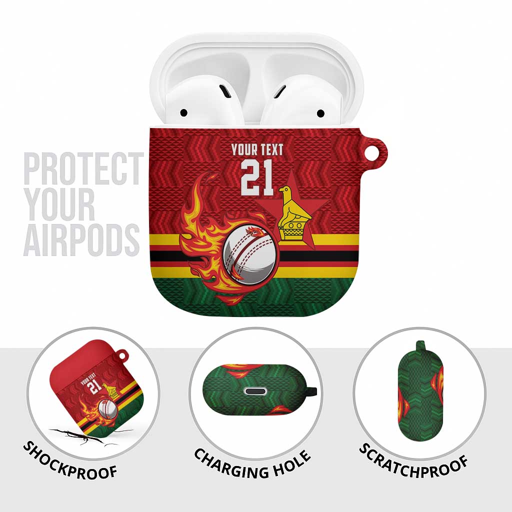 Zimbabwe Cricket Custom AirPods Case The Chevrons Cricket Ball Fire - Wonder Print Shop