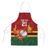 Zimbabwe Cricket Custom Apron The Chevrons Cricket Ball Fire - Wonder Print Shop