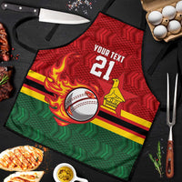 Zimbabwe Cricket Custom Apron The Chevrons Cricket Ball Fire - Wonder Print Shop