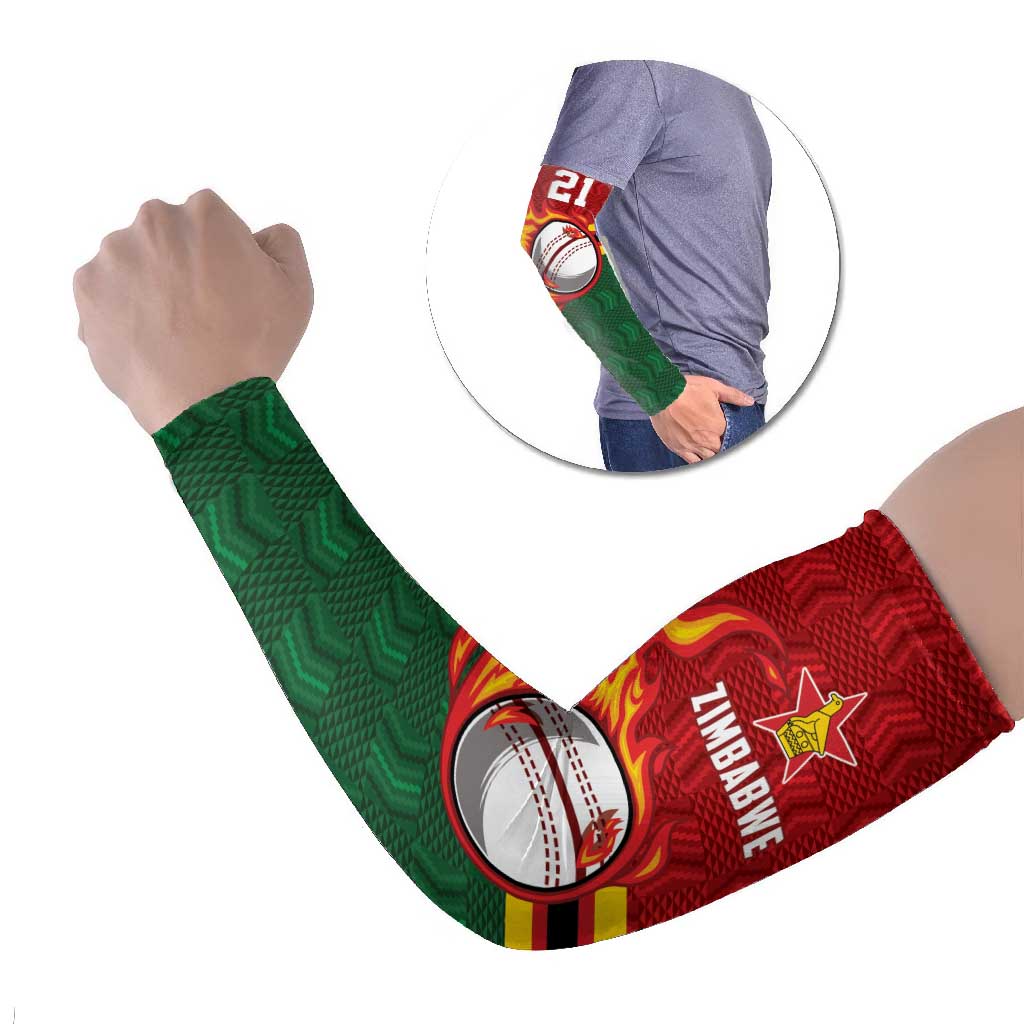 Zimbabwe Cricket Custom Arm Sleeves The Chevrons Cricket Ball Fire - Wonder Print Shop