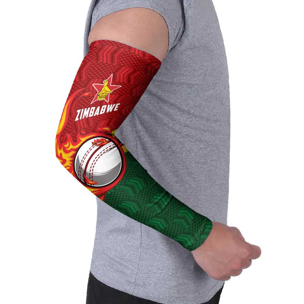 Zimbabwe Cricket Custom Arm Sleeves The Chevrons Cricket Ball Fire - Wonder Print Shop